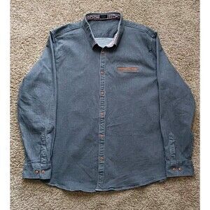 Coofandy Button Up Shirt Men's Size XXXL Denim Charcoal Gray Long Sleeve
